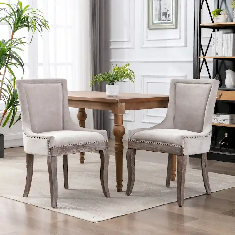 Set of 2 Ultra Side Dining Chairs with Wood Legs