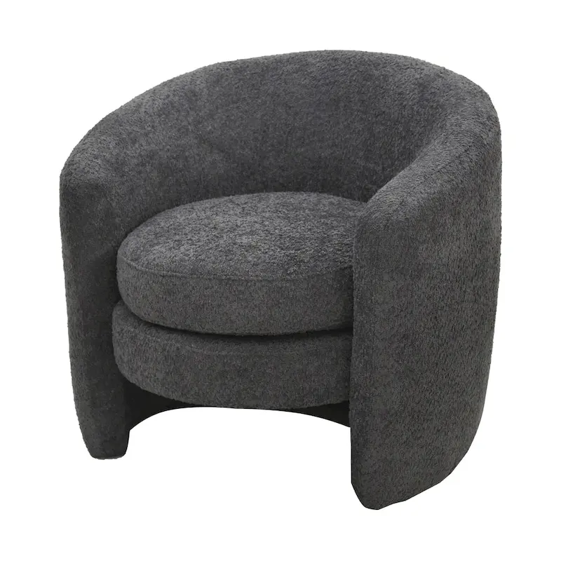Boucle Upholstered Accent Chair with Curved Back, Plush Seating and No Assembly Required