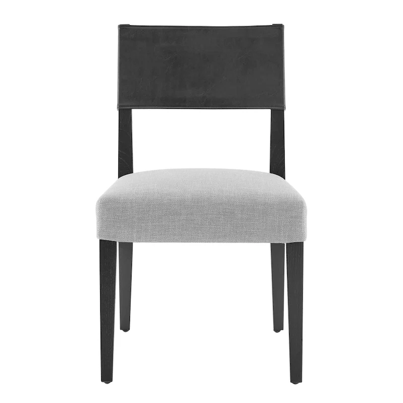 Faux Leather/ Linen Dining Side Chair, (Set of 2)