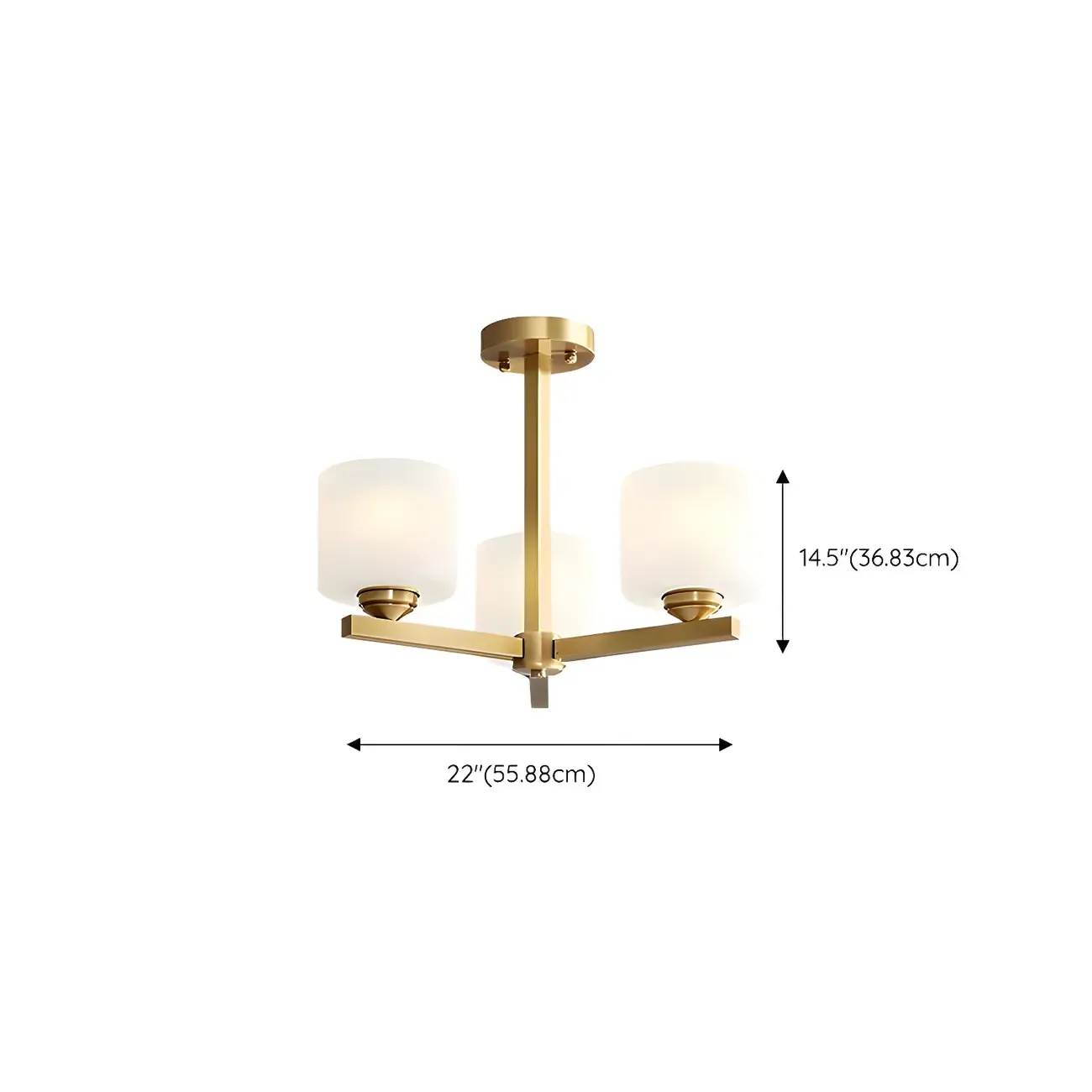 Modern Metal Cylinder Frosted Glass Semi Flush Ceiling Light