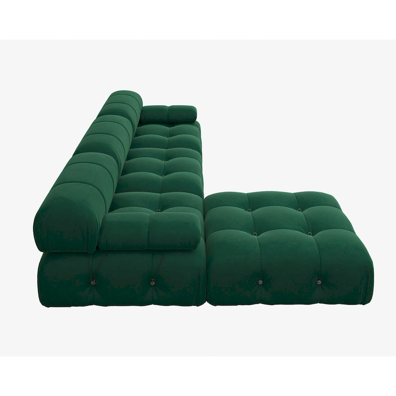 104  Wide Velvet Reversible Modular Sofa & Chaise with Ottoman