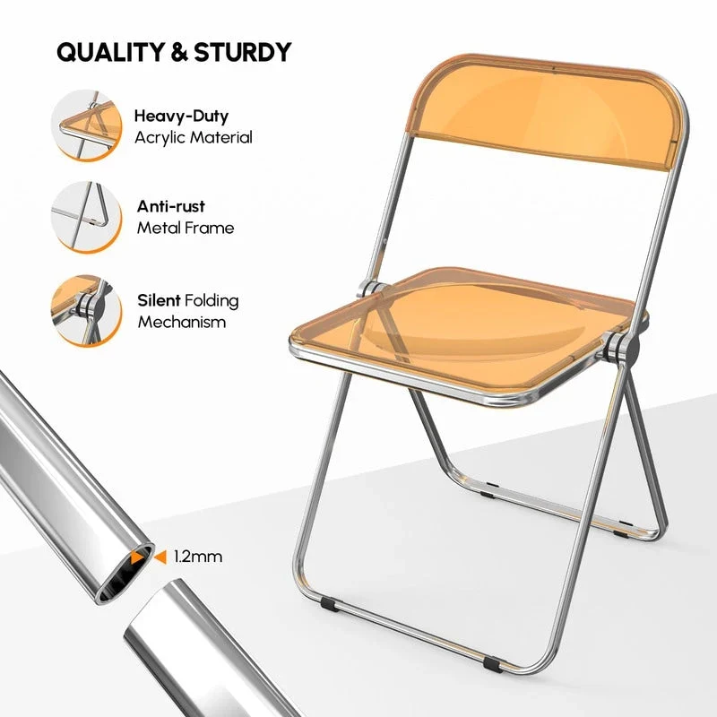2PC Folding Stackable Acrylic Chair Transparent