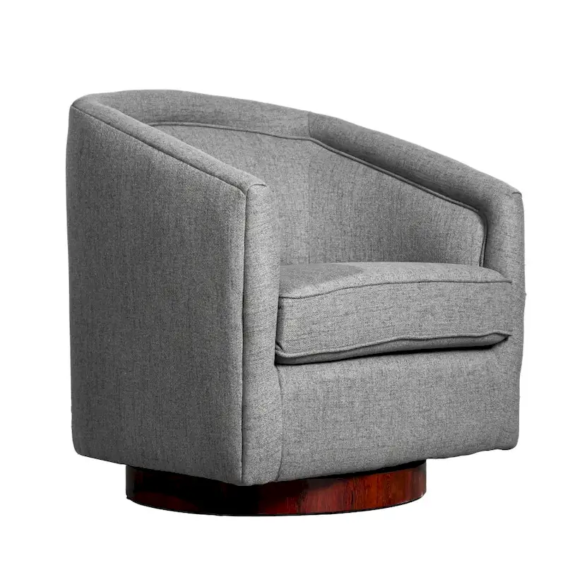 Traditional Club Style Upholstered Accent Chair with 360 Swivel Metal Base