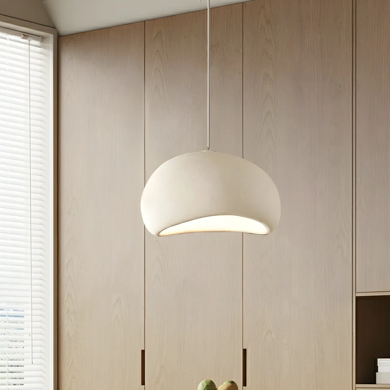 Art Deco Modern White Resin Dome Hanging Pendant Light