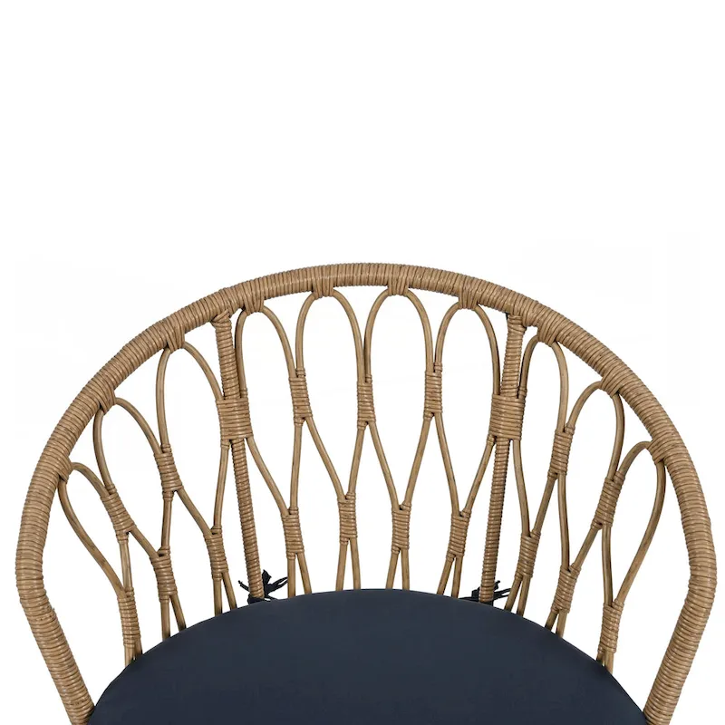 2 Rattan Single Chairs with A Glass Round Table