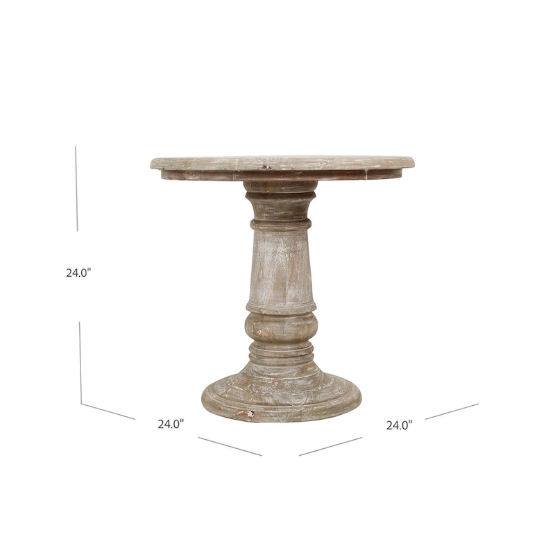 Kafe Natural Mango Wood Round Side Table by East at Main