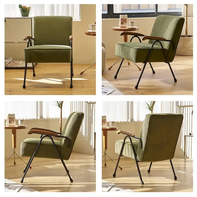 Green Modern 20 High Back Upholstered Accent Chair with Metal Legs