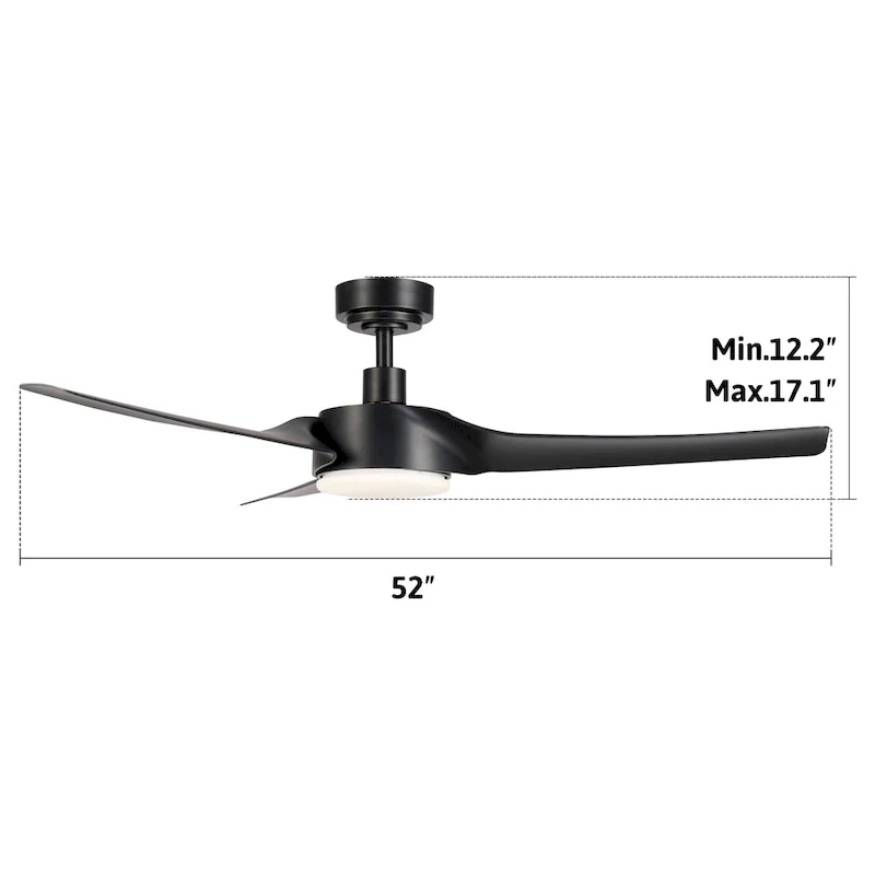 Modern 52  Smart Ceiling Fan with Dimmable Light Kit & Remote