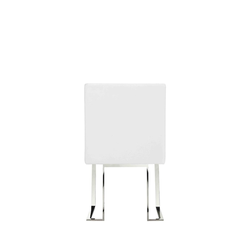 Boly 19 Inch Side Dining Chair Set of 2, Chrome Cantilever Steel Base White