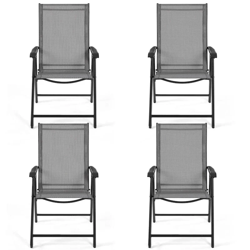 Yaheetech 4pcs Folding Dining Chairs Patio Dining Chairs with Backrest and Armrests