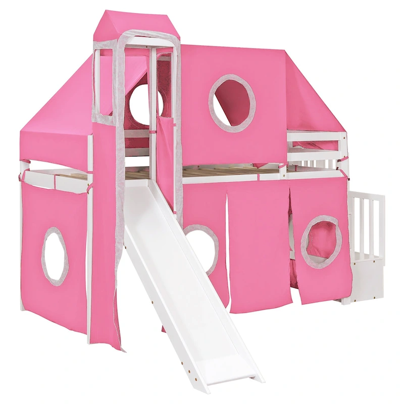 Merax Full/Twin Loft Bed with Tent and Tower