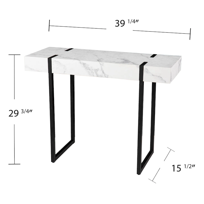 SEI Furniture Kiernan Modern Faux Marble Console Table