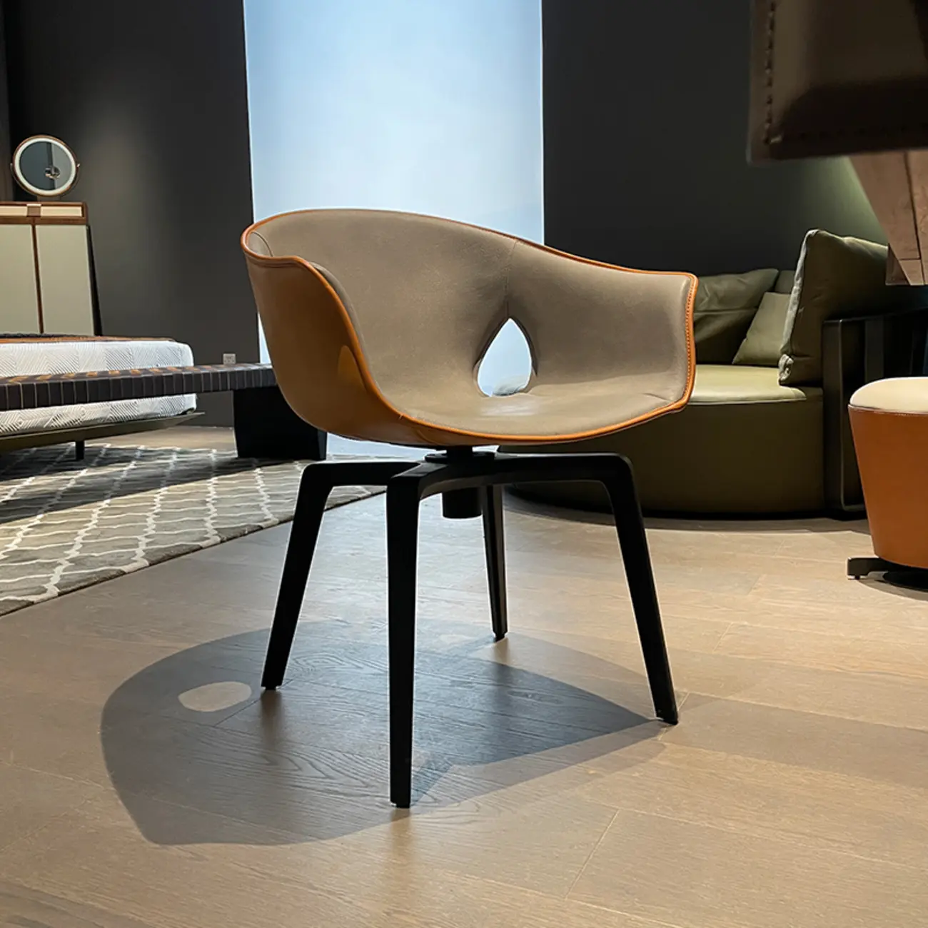 Mid-century Modern Swivel Dining Chairs Curved Low Back