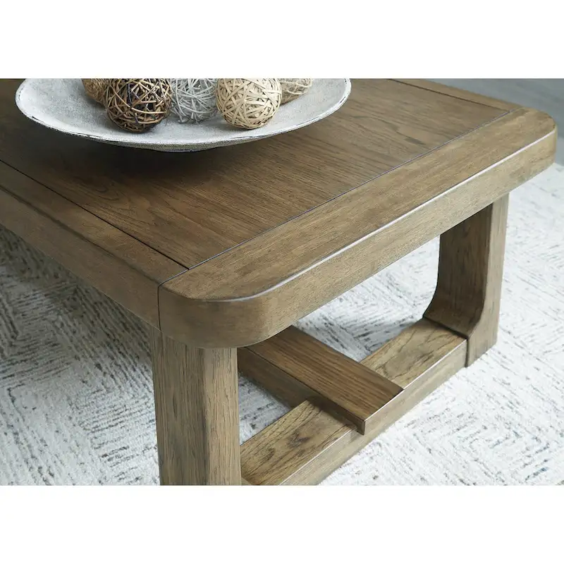 Light Brown Coffee Table 56W x 30D x 17H, Rustic Wood Living Room Center Table