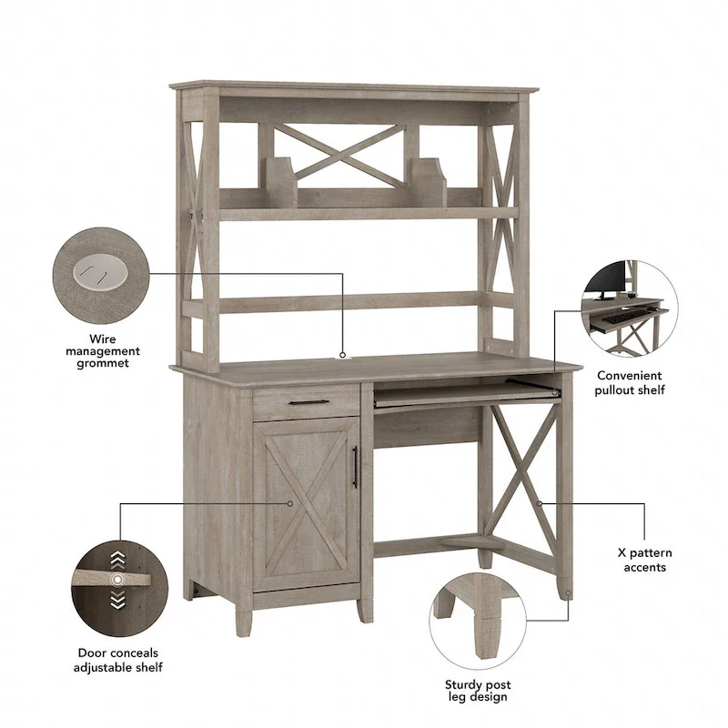 48W Small Computer Desk with Hutch