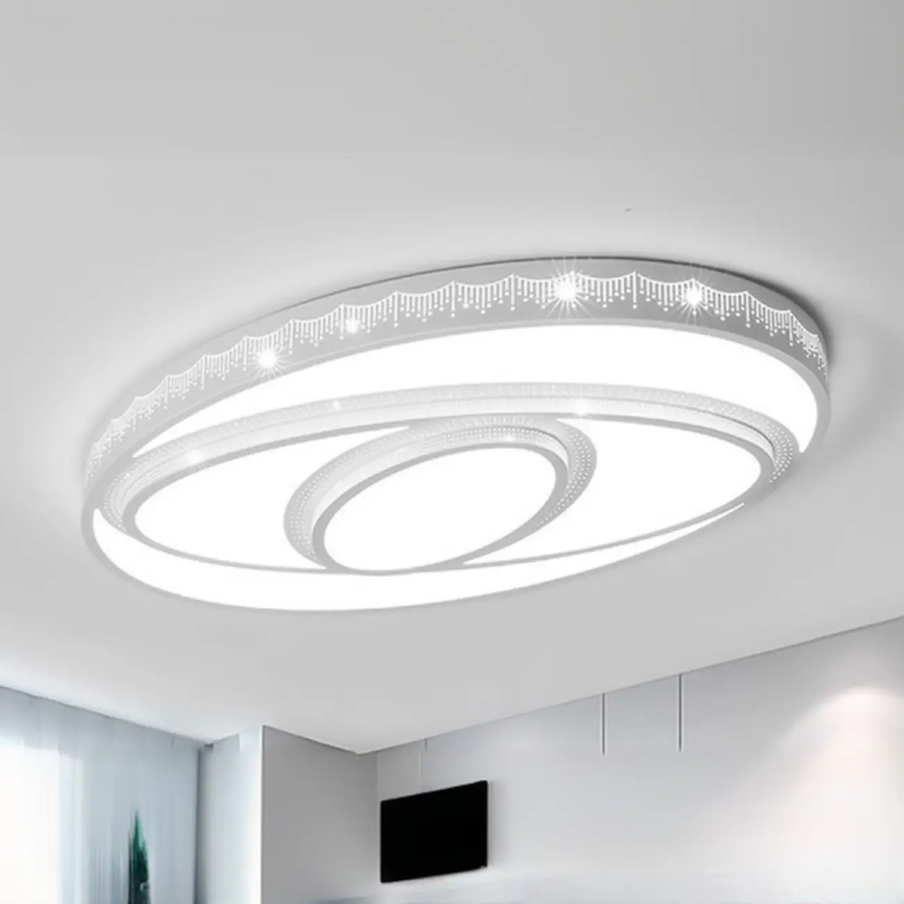 Ceiling Fixture with 3 Lights White Alloy PMMA Shade for Symmetrical Parlor