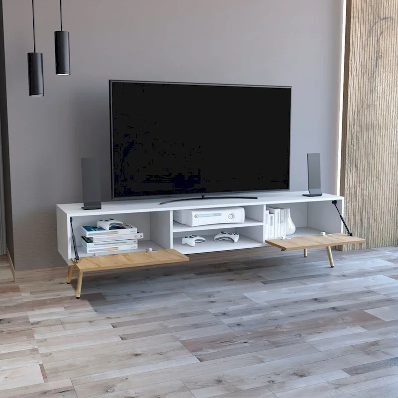 Huna TV stand Dual-Tone With Two Cabinets and Shelves