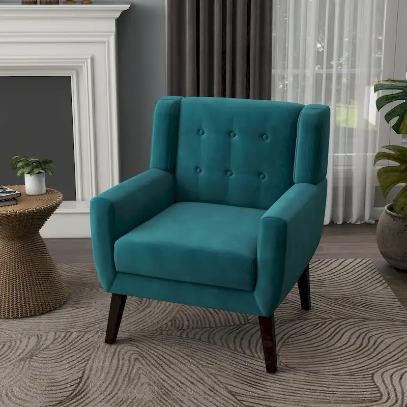 Velvet Upholstered Armchair Tufted Accent Chair