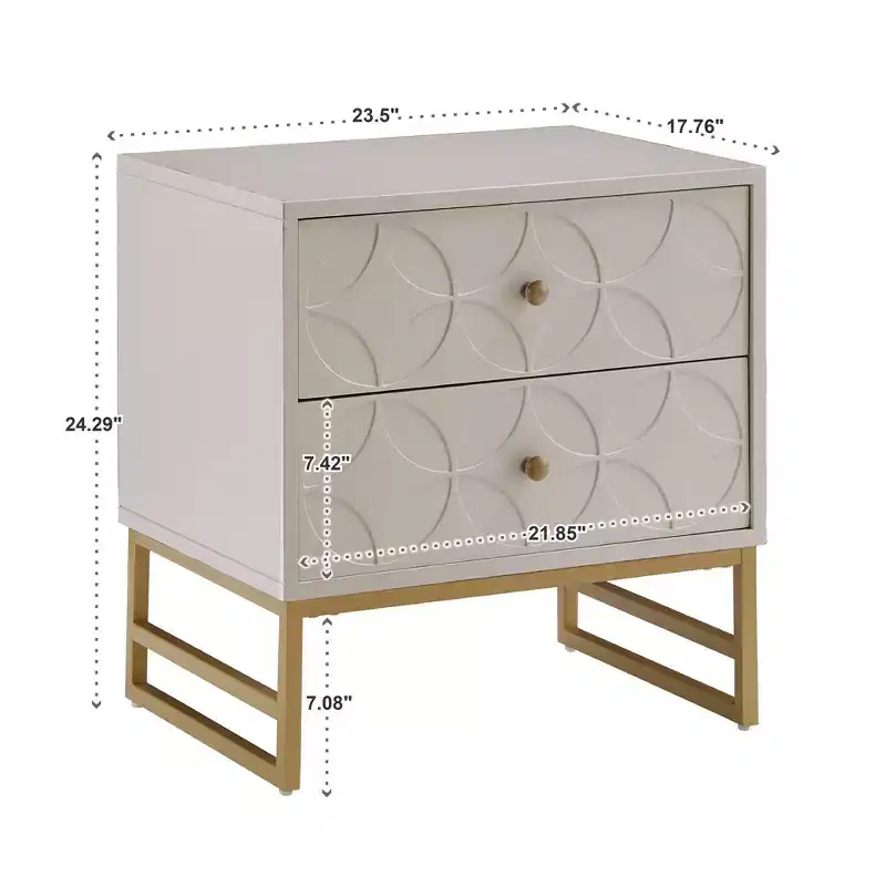 Black/Gold, Blue, Grey & White/Gold Arched Diamond Metal Nightstand with Drawer