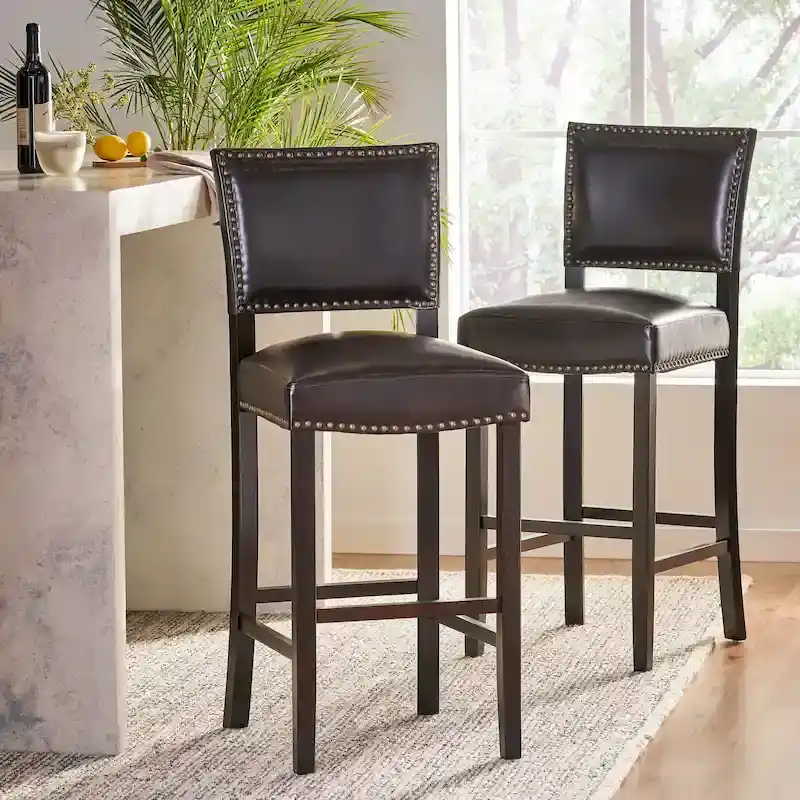 Mayfield Contemporary Bonded Leather Barstool (Set of 2) by Christopher Knight Home - 22.25 D x 18.50 W x 44.50 H