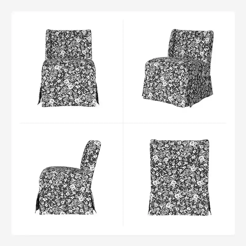 Falk Upholstered Farmhouse Armless Chair with Slipcover and Solid Wood Legs by HULALA HOME