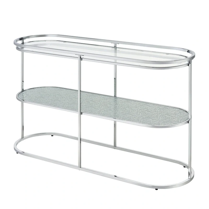Taylaa Glam Chrome 48-inch Glass Top 1-Shelf Sofa Table by