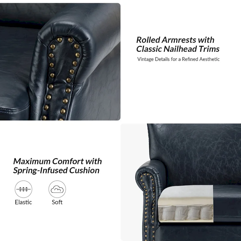 Vegan Transitional Armchair with Rolled Arms Set of 2