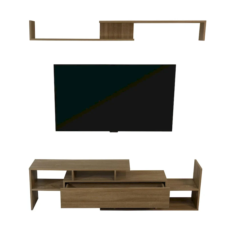 Surrey 60.2 2 Pc 1-Drawer Floating TV Stand Media Console with Open Shelves
