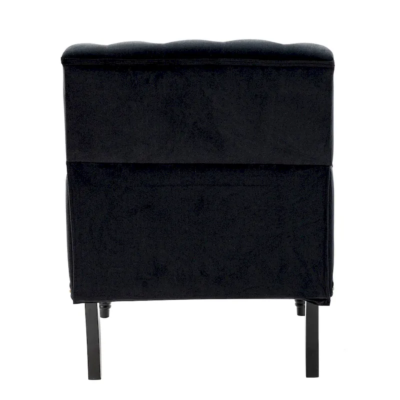 Geltrude Transitional Upholstered Button Tufted Club Chair with turned wooden Legs by HULALA HOME