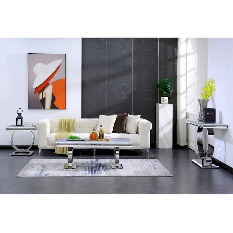 50 inch Rectangle Console Table with Circle Base