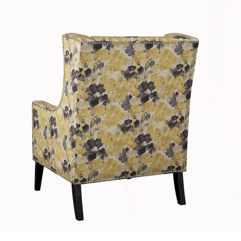 Madison Park Weston Yellow Floral Pattern Wingback Chair