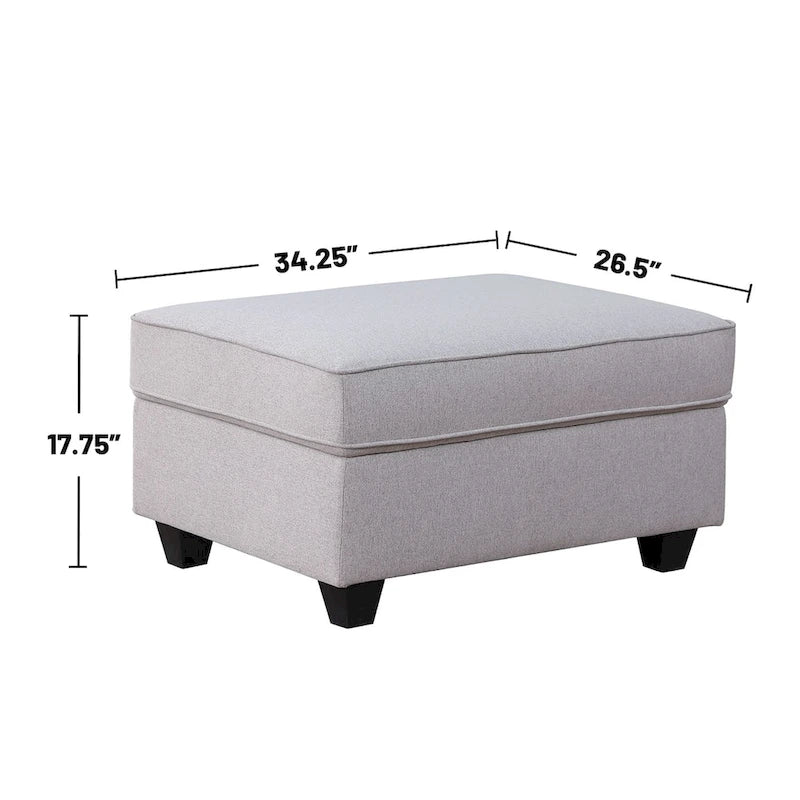 7 Piece Upholstered Reversible L-Shape Sectional Sofa in Light Gray