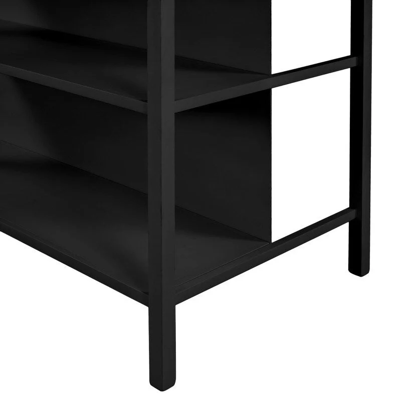 Rustic 3-Piece Solid Wood Kitchen Island Set  45 Stationary Butcher Block Table With Two Seating Stools & Dual Open Shelves.