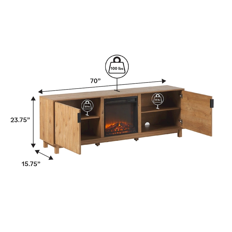 Middlebrook 70-inch TV Stand with Electric Fireplace