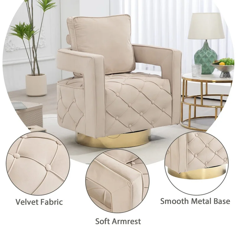 Fabric pull buckle living room rotating leisure chair, reception and negotiation chair