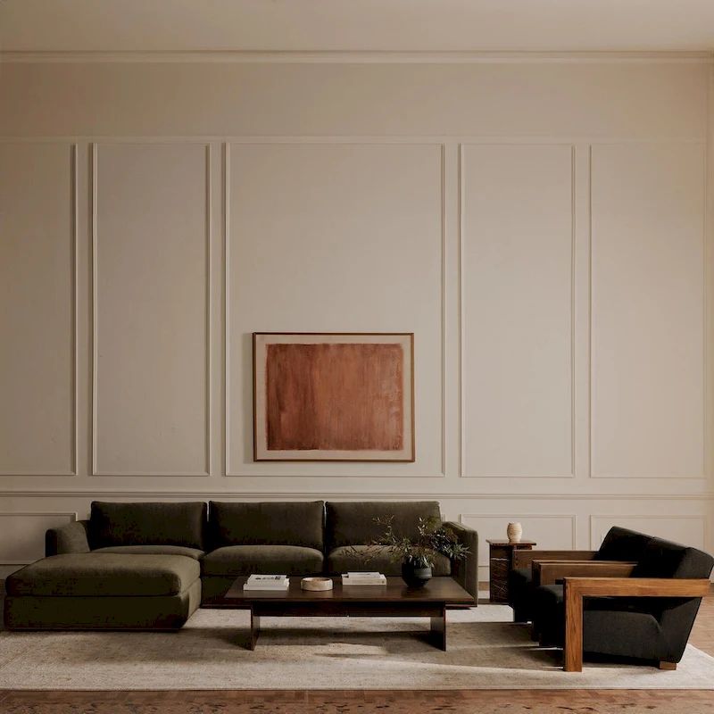 NADAAL STUDIOS Rio Modular Sofa With Rubber Wood Base - 136.2W x41D x23.6H