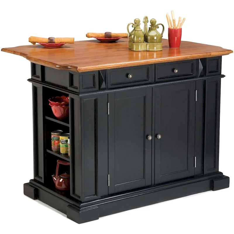Warwick Black Distressed Oak Kitchen Island