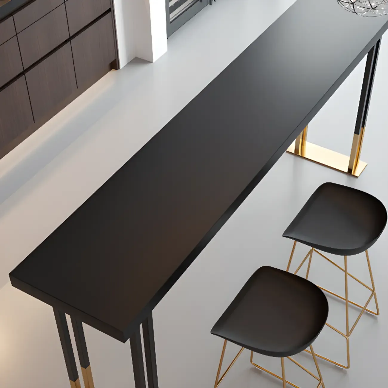 Lavish Black Gold Wood Metal Sled Bar Tables