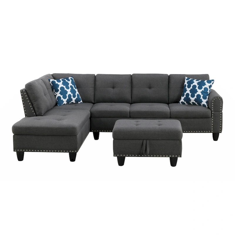 Alger 98  Wide Left Hand Facing Sofa & Chaise with Ottoman