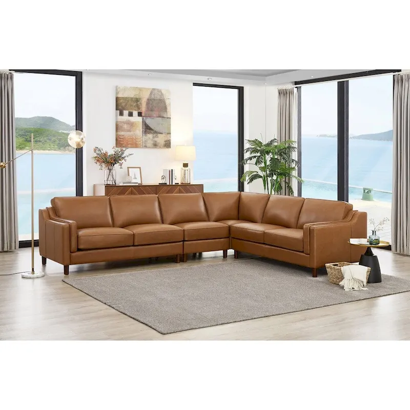 Hydeline Bella Top Grain Leather Right-Facing Sectional Sofa