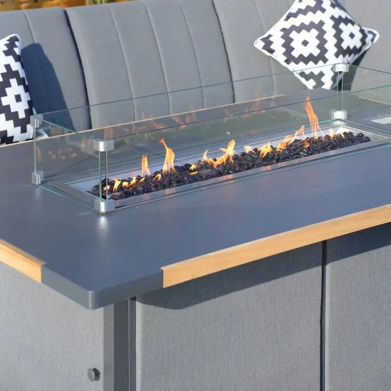 4-Piece Patio Acrylic Conversation Set with Firepit Table and BBQ Grill