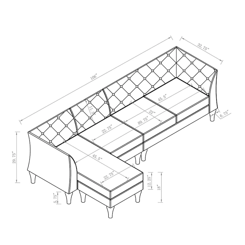 Kestrel Modern Faux Leather Modular Chesterfield Sectional by Furniture of America