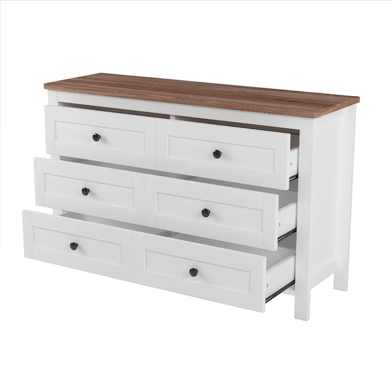 Farmhouse Style Wooden Dresser with 6 Drawer
