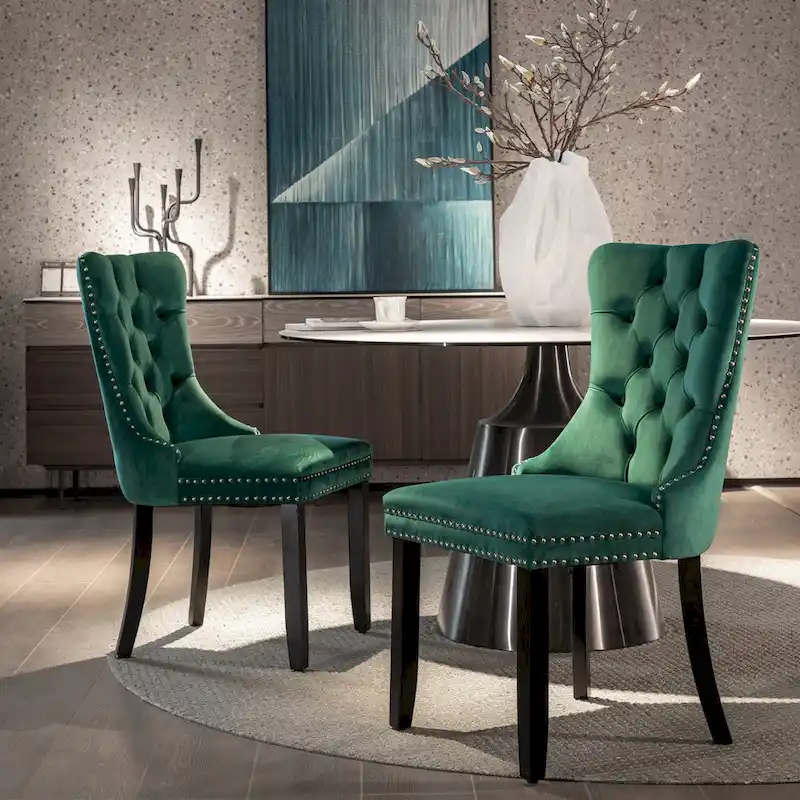 Velvet Upholstered Dining Chair 2-Pcs Set