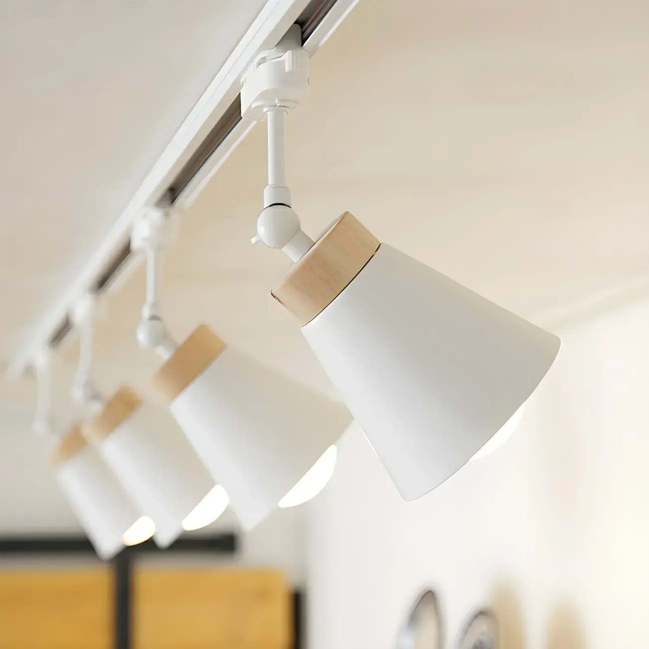 Modern Metal Cone Shape Semi Flush Mount Slidable Track Light