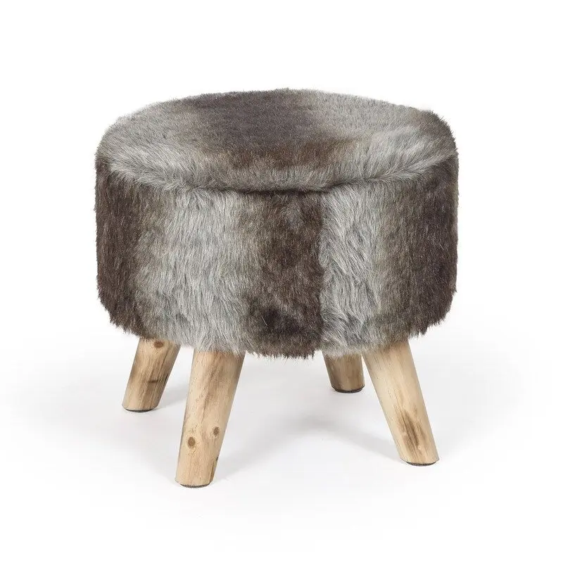 Adeco Modern Round Padded Upholstered Ottoman Footrest Stool