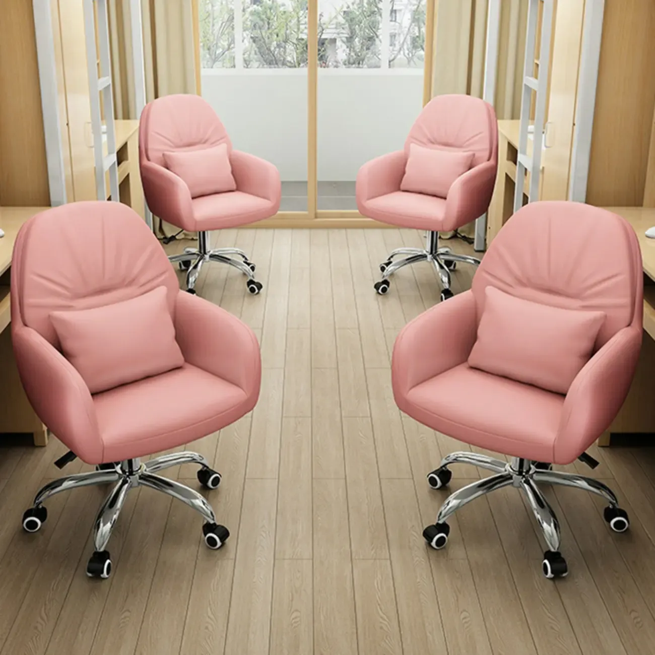 Modern White Grey Leather Swivel Office Chair