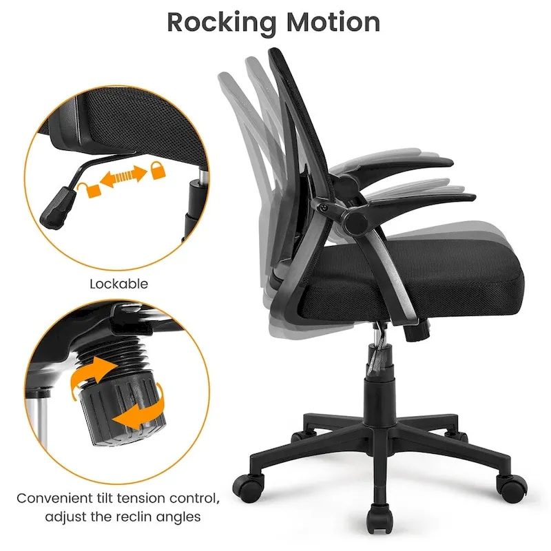 Yaheetech Mesh Office Chair with Flip-up Armrests Comfy Desk Chair - N/A