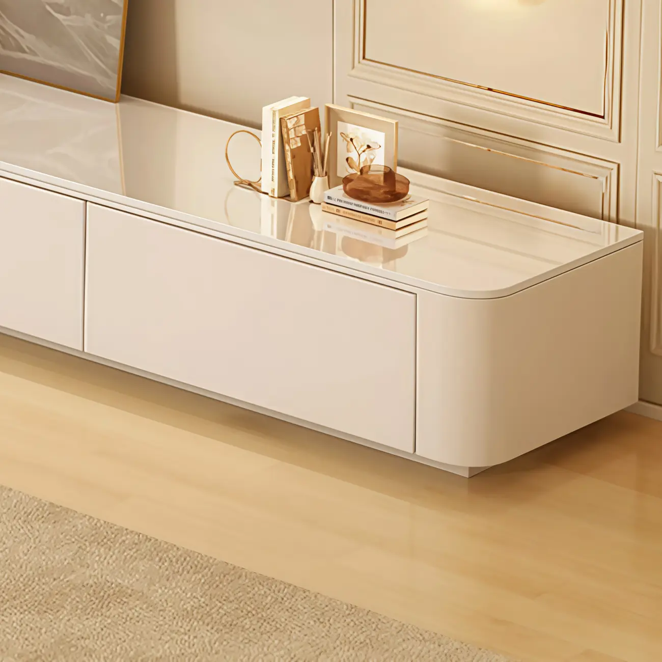 63 Sintered Stone Top Long TV Stand with Cable Management