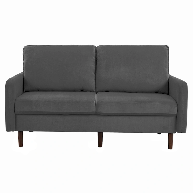 Modern Loveseat Velvet Wood Legs Sofa